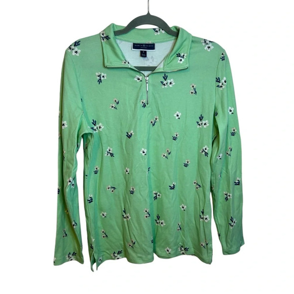 NWT Karen Scott Floral Quarter Zip Top - Picture 1 of 4